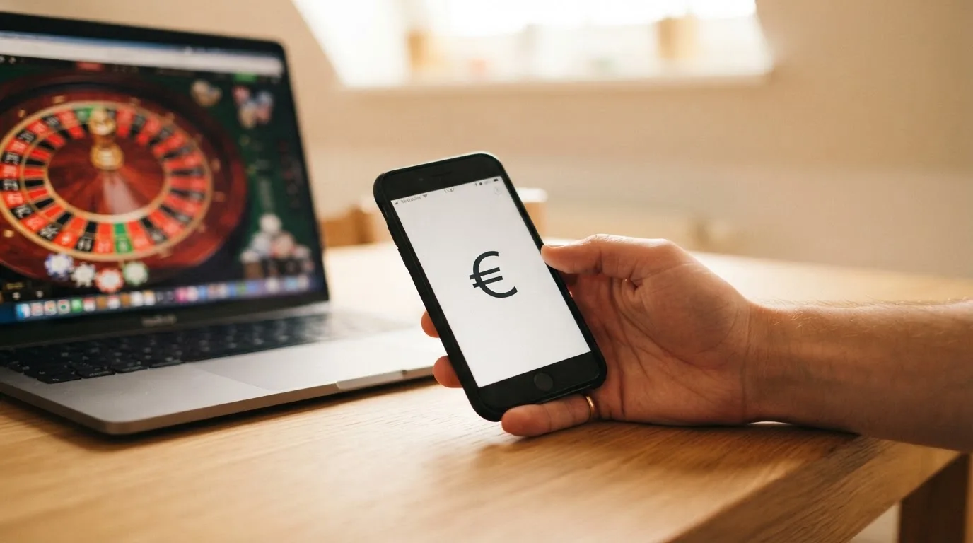 Nahaufnahme einer Hand, die eine Bankkarte in ein Kartenlesegerät neben einem Laptop steckt.